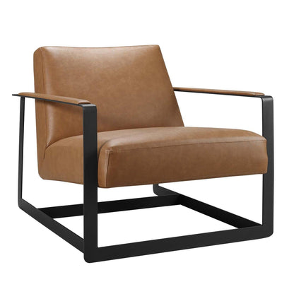 home office desk chairs | CasaFoyer Seg Vegan Leather Accent Chair | Coated Steel Frame | Plush Upholstery | Ideal for Reception Areas & Guest Seating | Durable & Stylish | Tan | casafoyer.myshopify.com