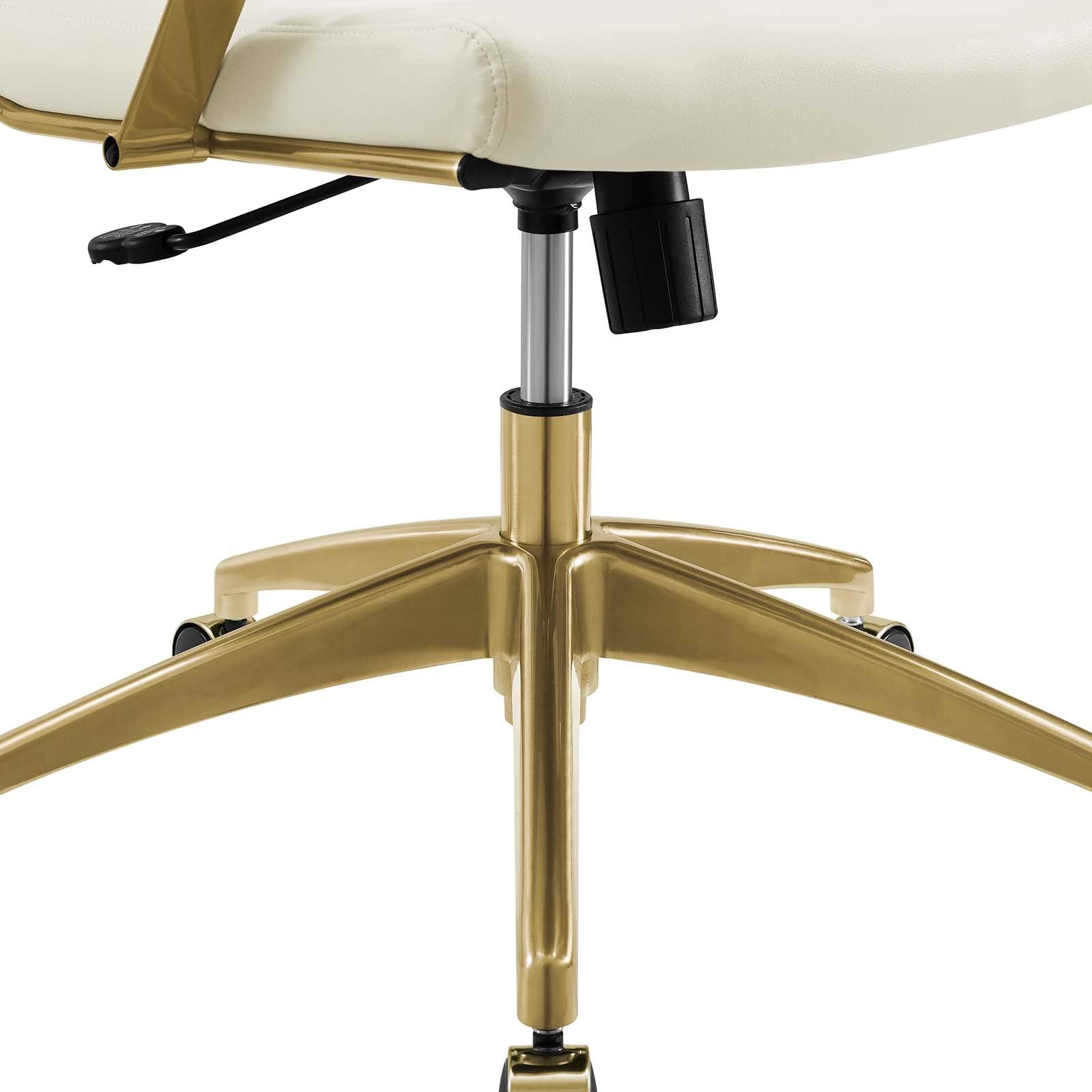 home office desk chairs | CasaFoyer Jive Executive Midback Office Chair | Ultimate Comfort & Style | Ergonomic Lumbar Support | White Faux Leather | Height Adjustable | 360 Swivel | Gold Stainless Steel Base | Dual Wheel Casters | casafoyer.myshopify.com