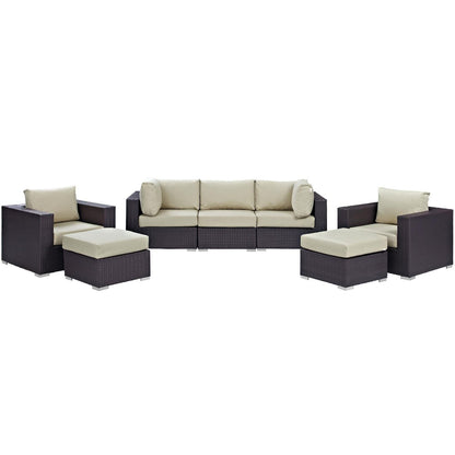 kitchen and dining room sets | CasaFoyer Convene Outdoor Sectional Set | Durable Rattan Weave | Weather-Resistant Cushions | Versatile & Stylish | 7 Piece Patio Sofa Set | casafoyer.myshopify.com