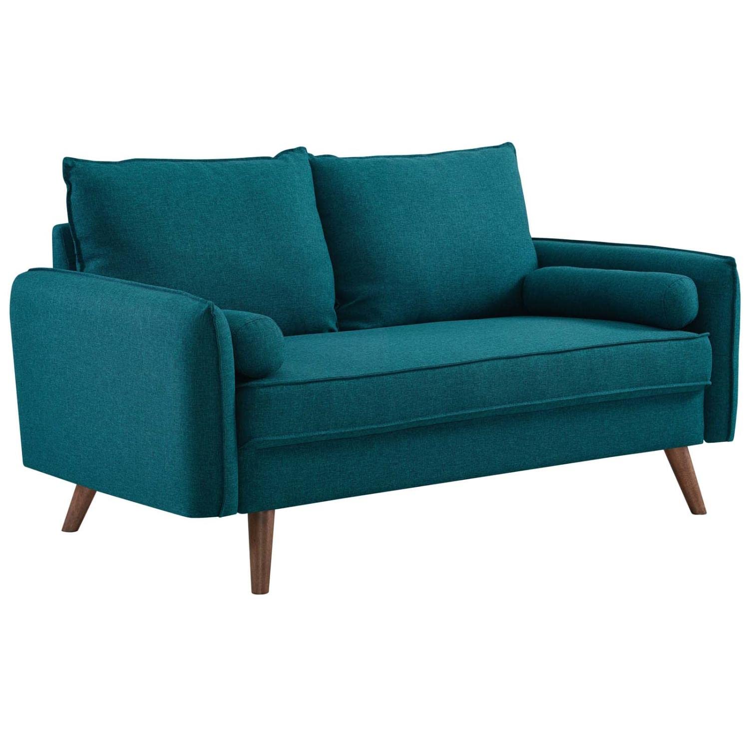 sofas | CasaFoyer Revive Loveseat | Cozy & Refined Design | Bolster Pillows | Vibrant Teal Upholstery | Trendy Splayed Wood Legs | Compact Shipping Box | Perfect for Home or Apartment | casafoyer.myshopify.com