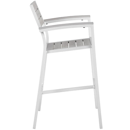 Patio Furniture Sets | Maine Outdoor Patio Dining Bar Stool Set | Synthetic Wood Grain Plank Boards | Modern & Organic | Ideal for Outdoor Dining & Entertaining | Set of 2 | casafoyer.myshopify.com