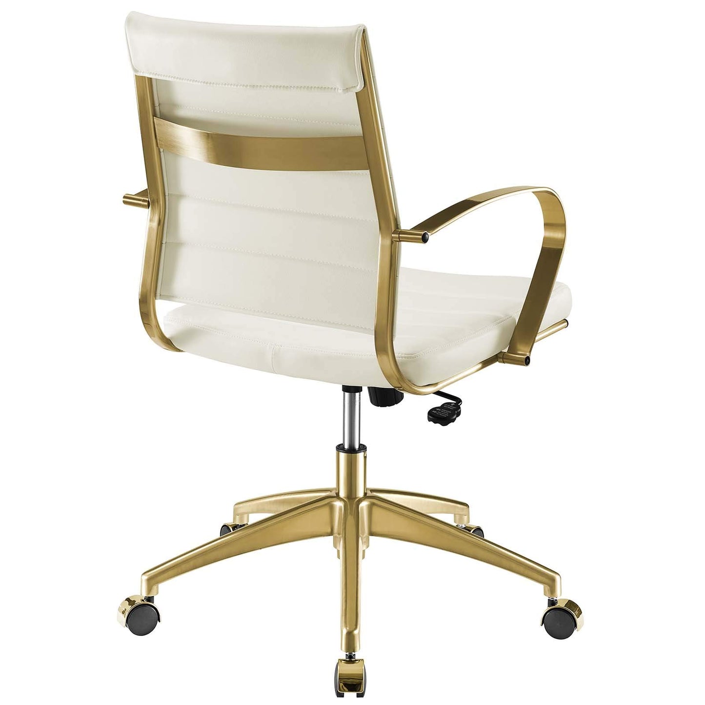 home office desk chairs | CasaFoyer Jive Executive Midback Office Chair | Ultimate Comfort & Style | Ergonomic Lumbar Support | White Faux Leather | Height Adjustable | 360 Swivel | Gold Stainless Steel Base | Dual Wheel Casters | casafoyer.myshopify.com