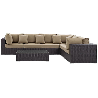 kitchen and dining room sets | CasaFoyer Convene Outdoor Sectional Sofa Set | Durable Rattan Weave | All-Weather Cushions | Versatile & Spacious Patio Furniture | Espresso Mocha | casafoyer.myshopify.com