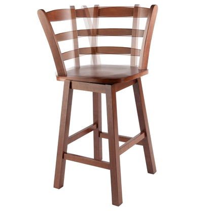 barstools | Scalera Ladder Back Swivel Counter Stool | Solid Wood | Walnut Finish | Comfortable Seat | 360-Degree Swivel | Footrests | CasaFoyer | casafoyer.myshopify.com