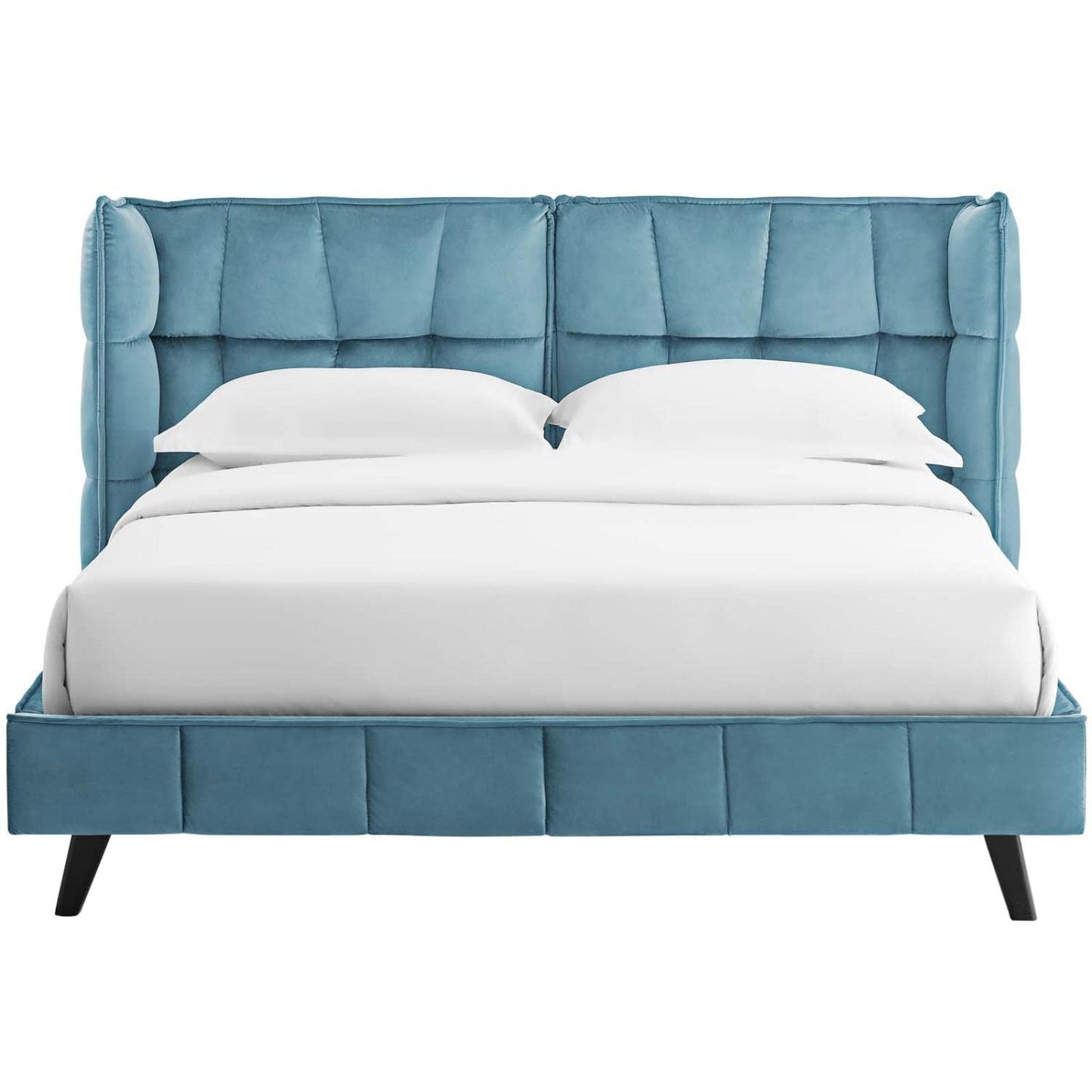 adjustable bed bases | CasaFoyer Makenna Performance Velvet Queen Platform Bed | Comfortable & Stylish | Tufted Headboard | Stain-Resistant Fabric | Wood Slat Support | 1322 lbs Weight Capacity | casafoyer.myshopify.com