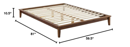 Bed | CasaFoyer  Lodge Full Wood Platform Bed Frame | Rustic & Durable Solid Wood | Supports Memory Foam, Latex, Innerspring, Hybrid Mattresses | No Box Spring Needed | 800 lbs Weight Capacity | Walnut | casafoyer.myshopify.com