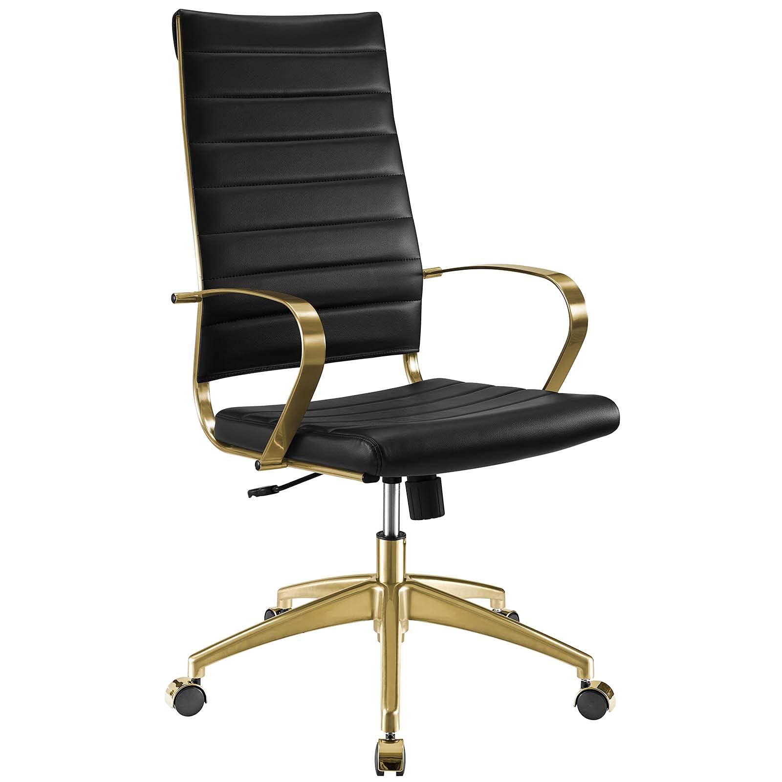 home office desk chairs | CasaFoyer Jive Executive Managerial Tall Highback Office Chair | Ultimate Comfort & Style | Ergonomic Support | Faux Leather Seating | Height Adjustable | 360 Swivel | Gold Stainless Steel Base | Dual Wheel Casters | casafoyer.myshopify.com