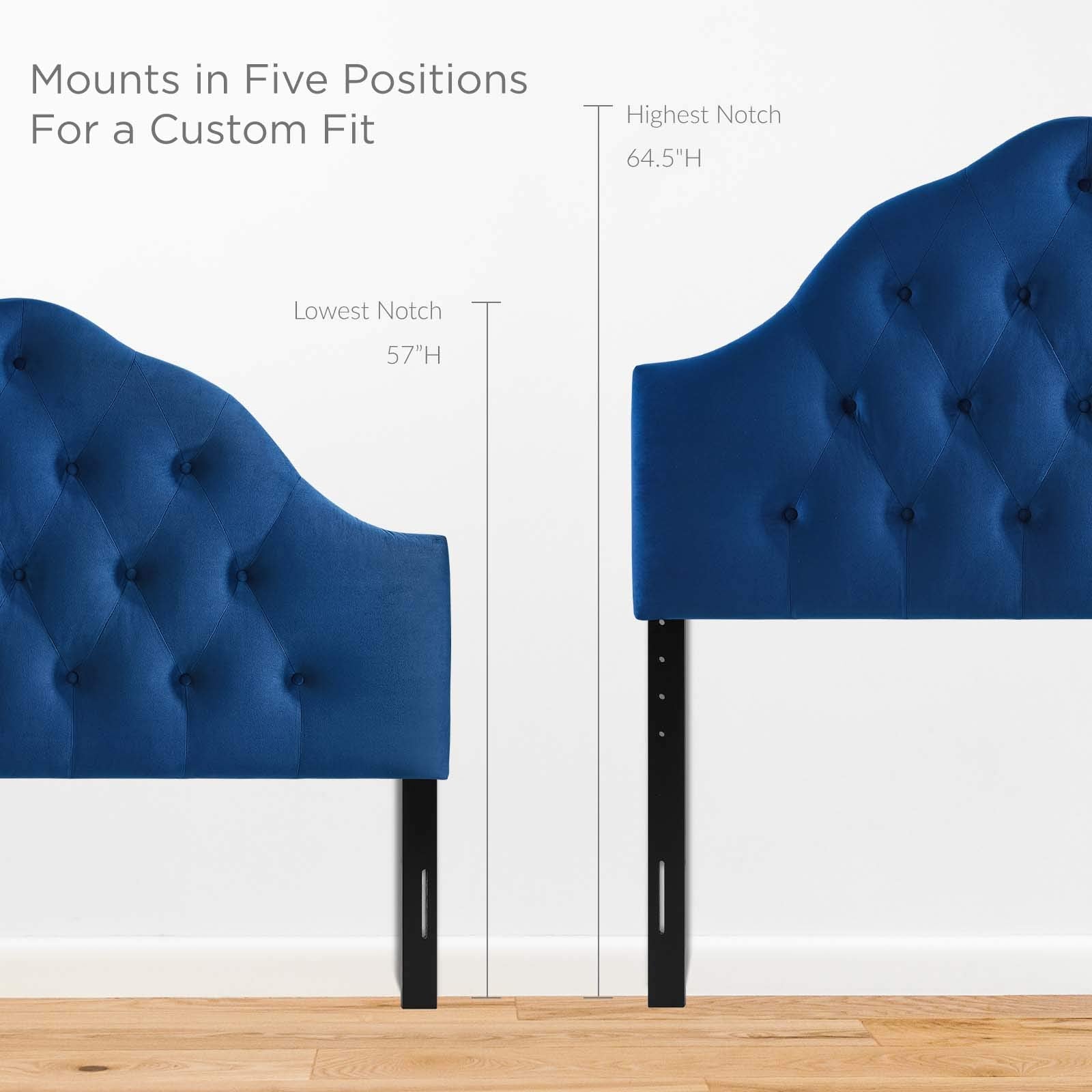 headboards | CasaFoyer Sovereign Performance Velvet Queen Headboard | Luxurious & Glamorous | Adjustable Height | Plush Vintage Velvet | Stain-Resistant | Diamond Tufted | Navy | casafoyer.myshopify.com