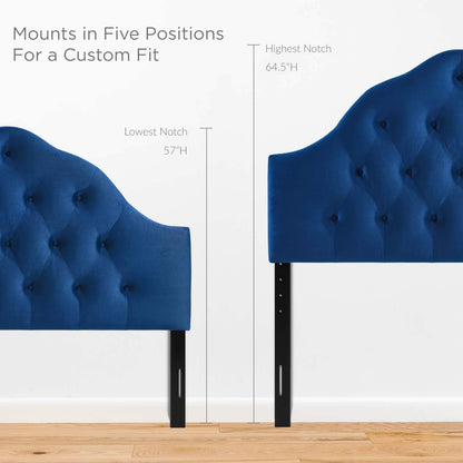 headboards | CasaFoyer Sovereign Performance Velvet Queen Headboard | Luxurious & Glamorous | Adjustable Height | Plush Vintage Velvet | Stain-Resistant | Diamond Tufted | Navy | casafoyer.myshopify.com