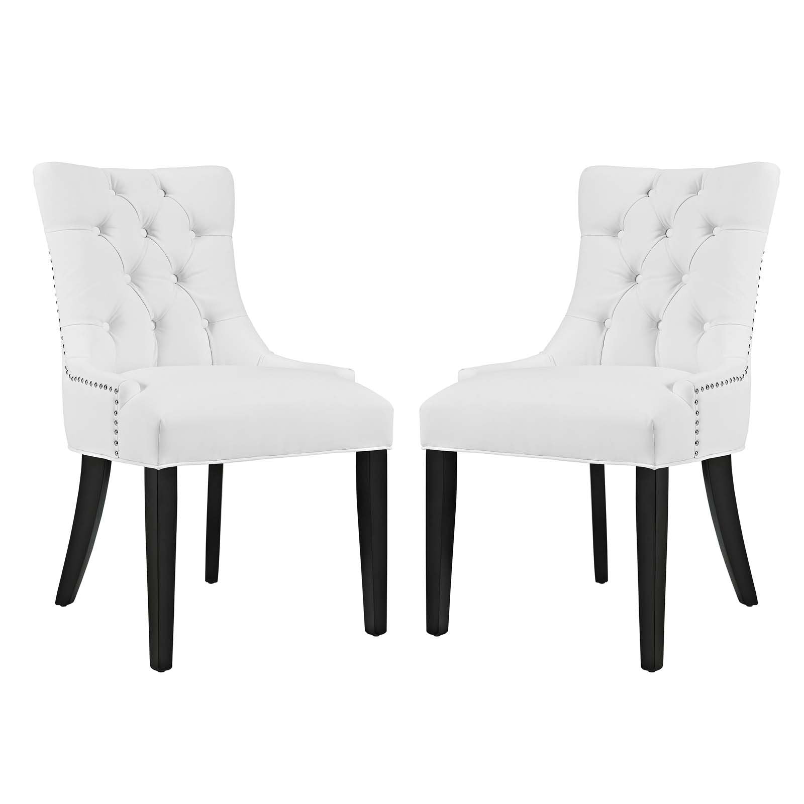 home office desk chairs | CasaFoyer Regent Dining Side Chair Set of 2 | Nostalgic Era Design | Tufted Buttons | Nailhead Trim | Vinyl Upholstery | Non-Marking Foot Caps | Tapered Wood Legs | casafoyer.myshopify.com