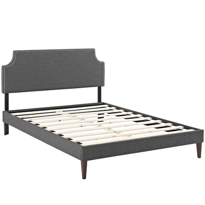 Bed | CasaFoyer Corene King Fabric Platform Bed - Gray | Wooden Frame | Polyester Upholstery | Tapered Legs | Memory Foam Compatible | Modern Bedroom | Mattress Not Included | casafoyer.myshopify.com