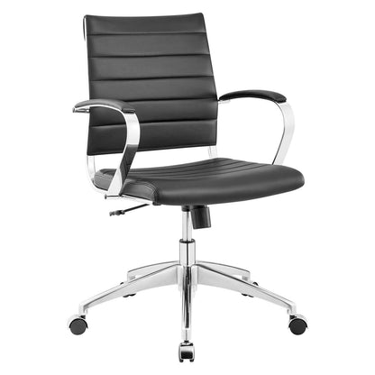 home office desk chairs | CasaFoyer Jive Ribbed Mid Back Executive Office Chair | Stylish & Functional | Natural Posture Support | Padded Cushion & Arms | 90-Degree Wrist Angling | Chrome-Plated Aluminum Base | Easy Mobility | casafoyer.myshopify.com