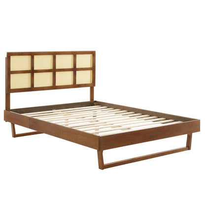adjustable bed bases | CasaFoyer Sidney Woven Cane Rattan Wood King Platform Bed | Retro Charm | Natural Beauty | Mid-Century Design | No Box Spring Needed | Durable Construction | Walnut | casafoyer.myshopify.com