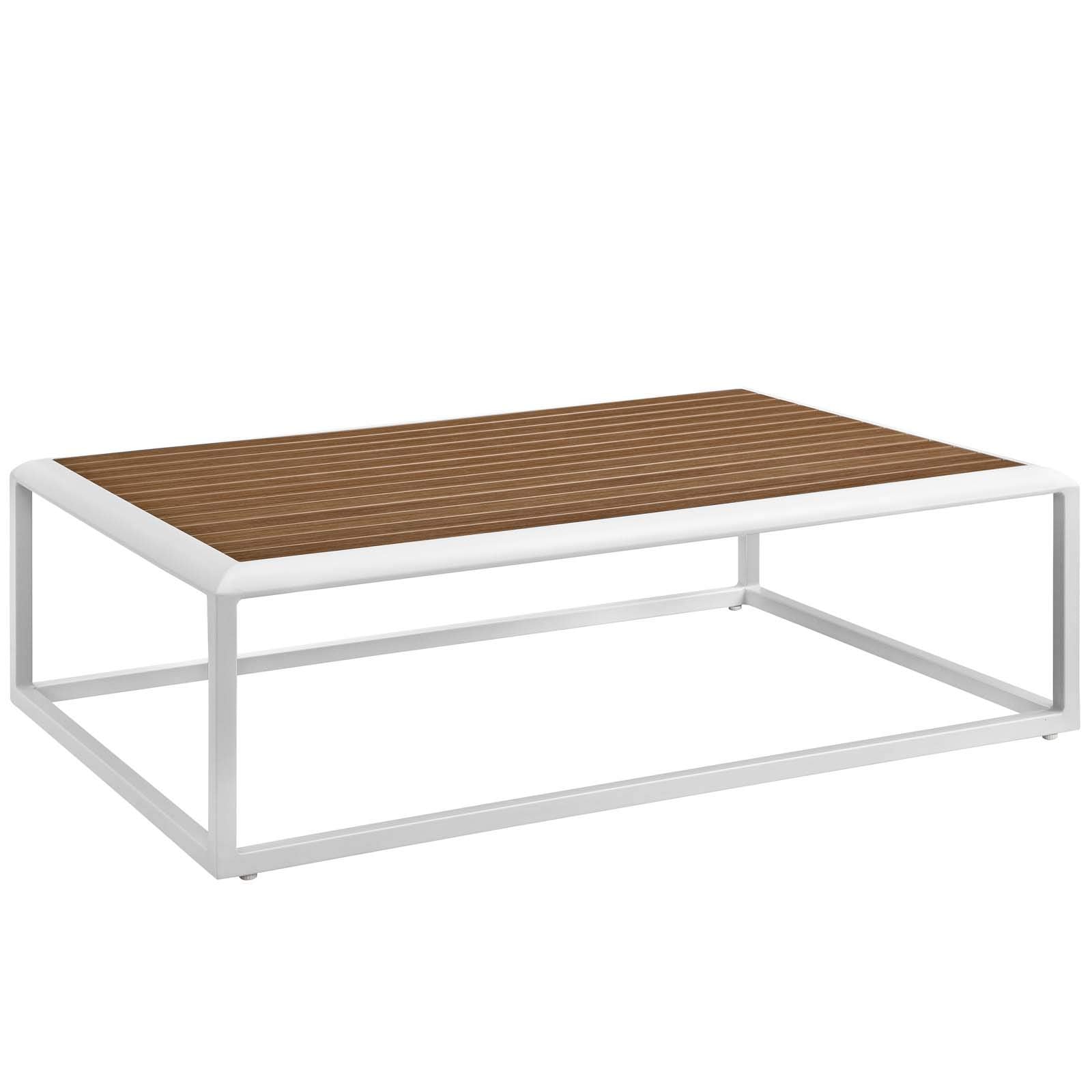 coffee tables | Ergode Stance Outdoor Collection | Modern Aluminum Coffee Table - White Natural | Versatile & Durable Design | Perfect for Outdoor Gatherings | casafoyer.myshopify.com