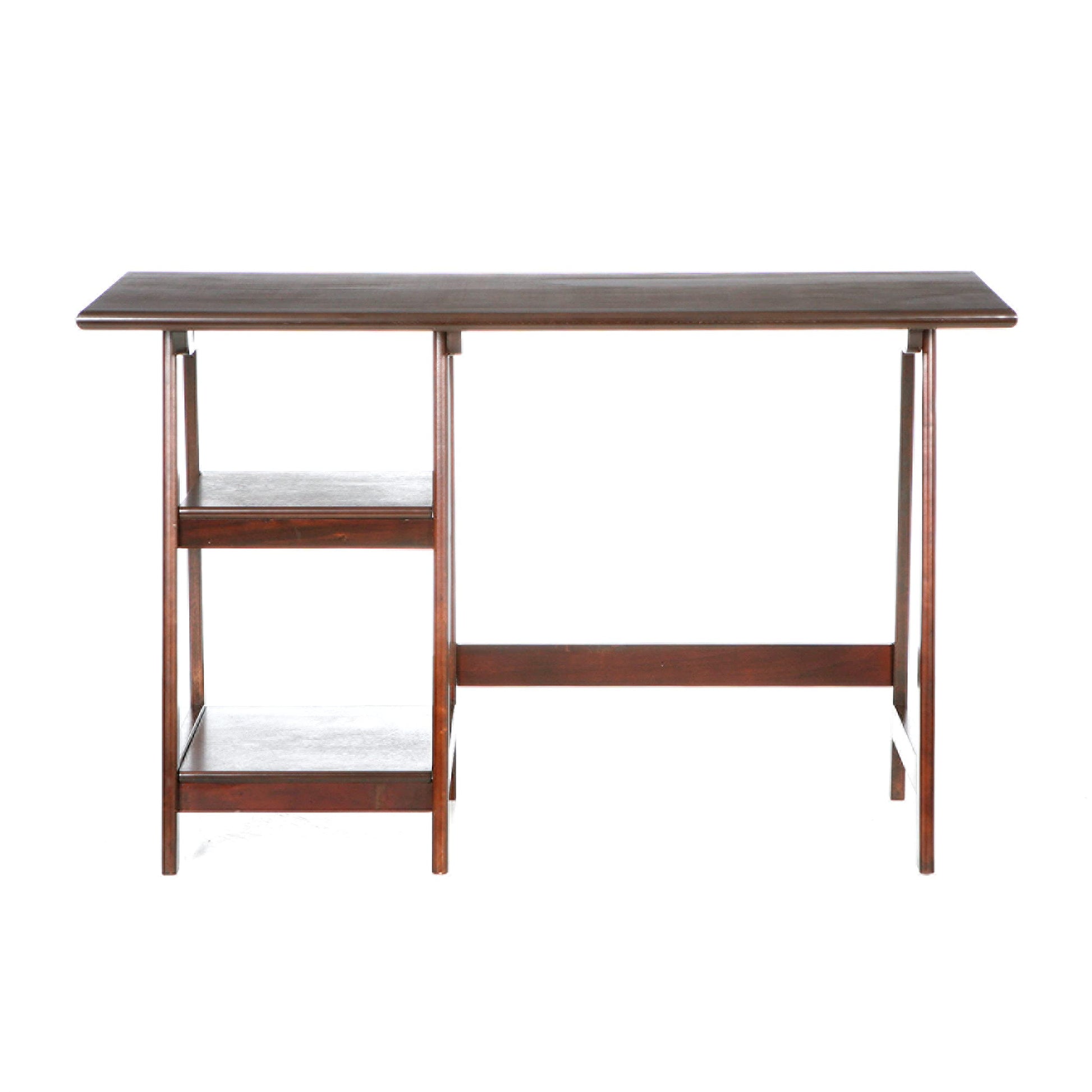 Desk | Langston | Espresso Sawhorse Desk | Minimalist Design | Captivating Grain | A-Frame Legs | Spacious Work Surface | 2 Shelves | Modern Farmhouse Style | casafoyer.myshopify.com
