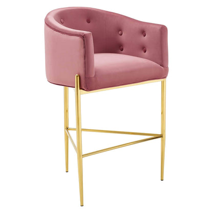 barstools | CasaFoyer Savour Tufted Performance Velvet Bar Stool Set of 2 | Elegant Design | Stain-Resistant Upholstery | Comfortable Foam Padding | Chrome Gold Frame | casafoyer.myshopify.com