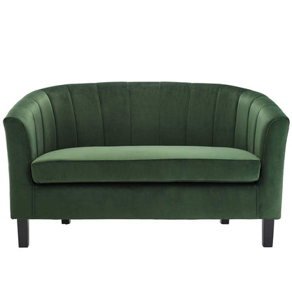 sofas | CasaFoyer Prospect Performance Velvet Loveseat | Modern Twist | Stain-Resistant | Elegant Channel Tufting | Retro Design | Comfortable & Durable | Emerald | casafoyer.myshopify.com