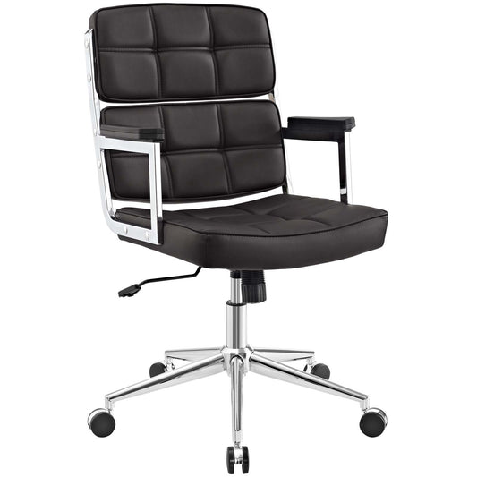 home office desk chairs | CasaFoyer Portray Highback Office Chair | Tiled Design | Chrome Steel Frame | Foam Padding | Mobility | Tilt Control | Height Adjustment | Brown | casafoyer.myshopify.com