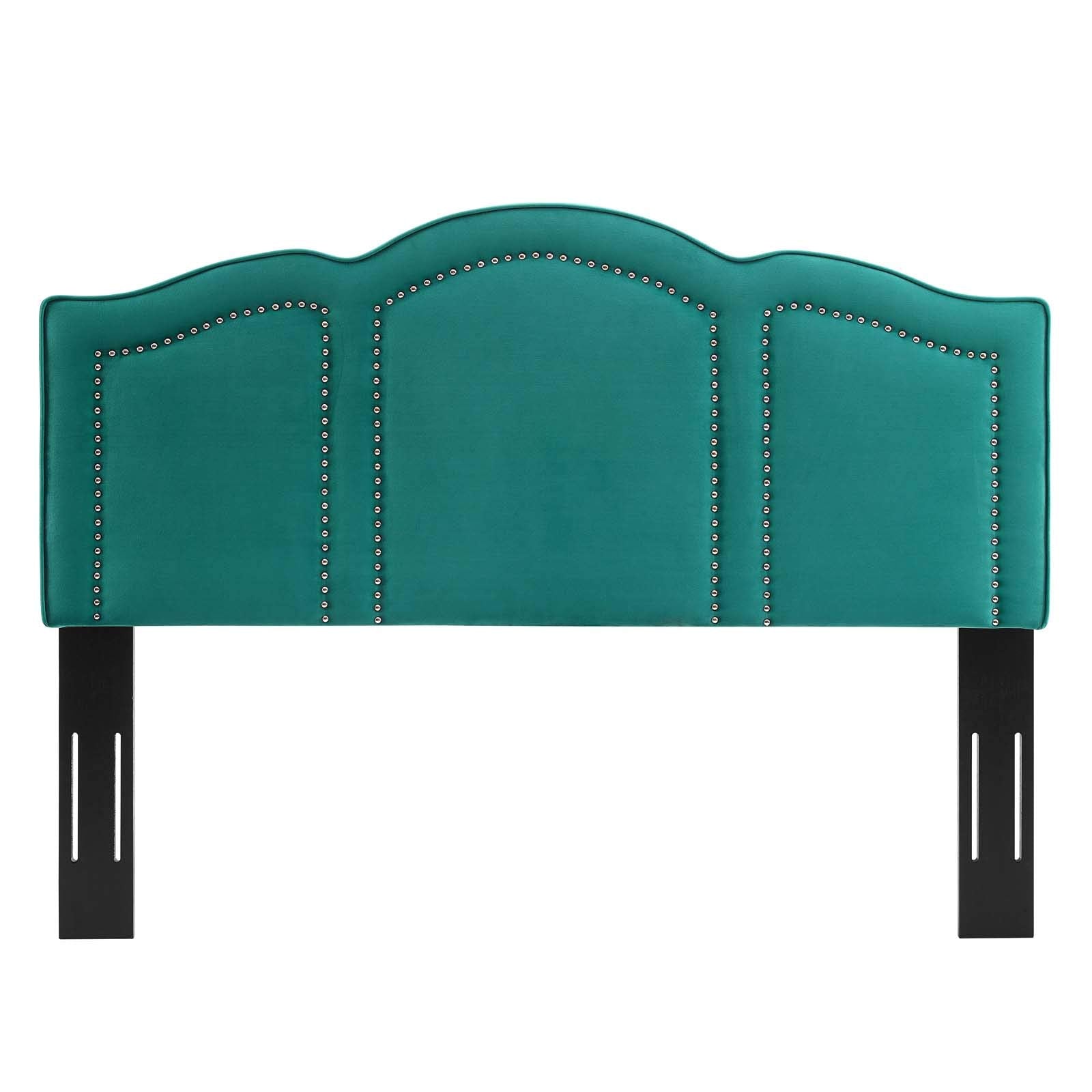 headboards | CasaFoyer Cecilia Performance Velvet Full/Queen Headboard | Elegant Deco Style | Nailhead Trim | Adjustable Height | Soft & Stain-Resistant Upholstery | casafoyer.myshopify.com