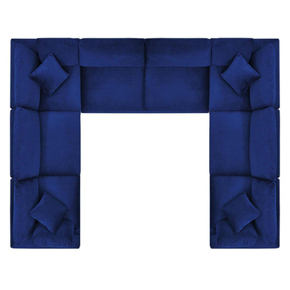 kitchen and dining room sets | CasaFoyer Commix Sectional Sofa | Plush Comfort | Stain-Resistant Velvet | Solid Wood Construction | Overstuffed Feather Cushions | 8-Piece Set | Navy | casafoyer.myshopify.com