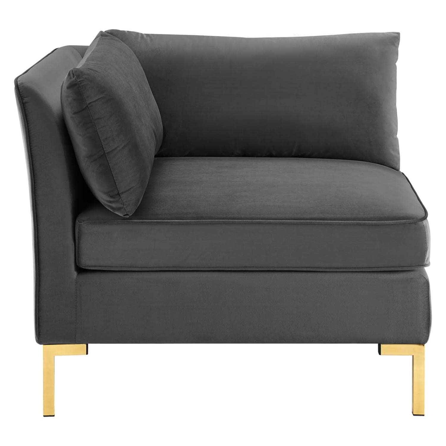 sofas | CasaFoyer Ardent Performance Velvet Loveseat | Vintage Modern Glam Deco Style | Luxurious Velvet Texture | French Piping | Configurable Sectional Sofa | Stain-Resistant | Comfortable Foam Padding | Gold Metal Legs | 440 lbs Weight Capacity | Gray | casafoyer.myshopify.com