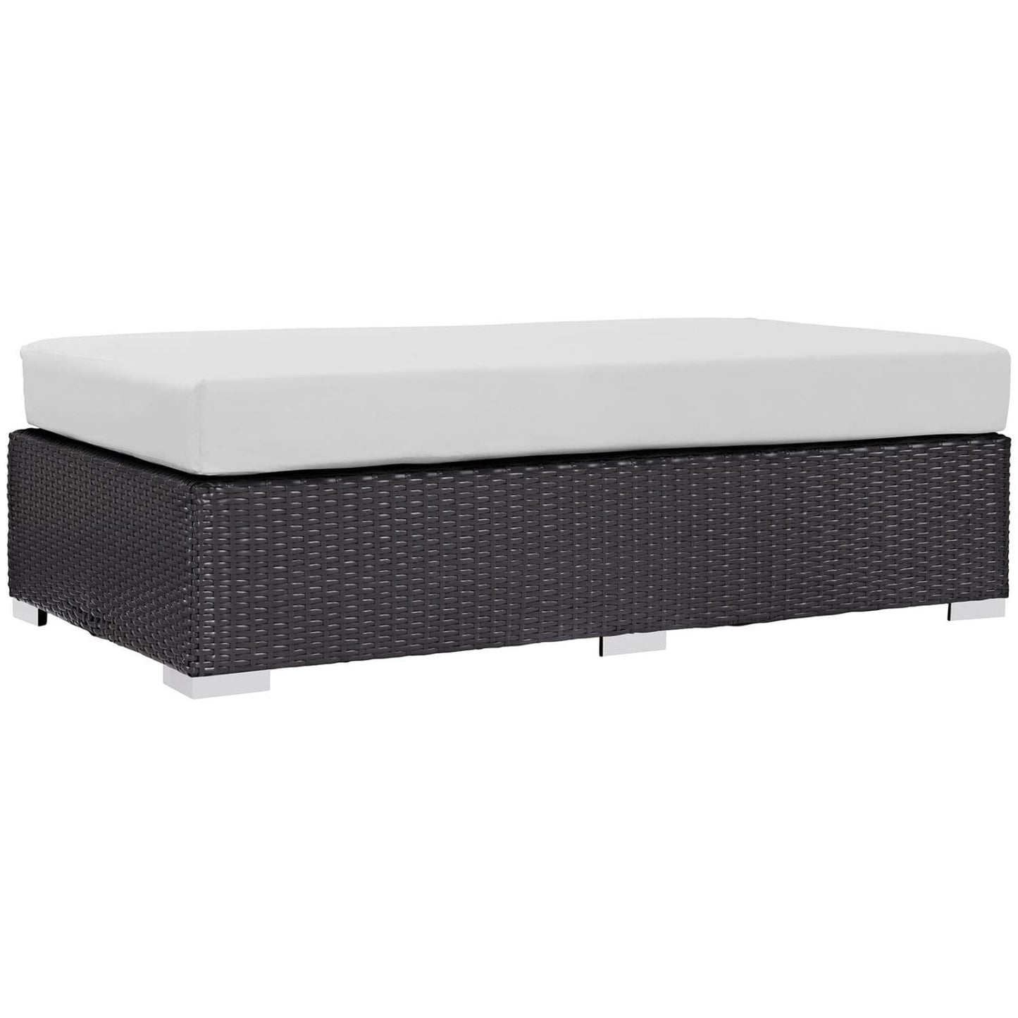 ottomans | CasaFoyer Convene Outdoor Sectional | Durable Rattan Ottoman | All-Weather Cushions | Versatile & Stylish | Espresso White | casafoyer.myshopify.com