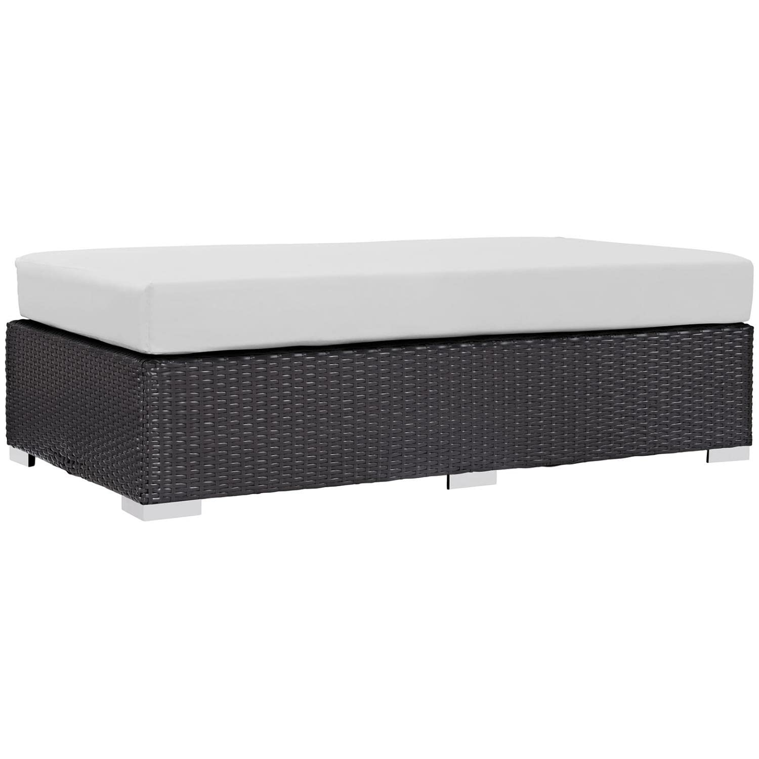 ottomans | CasaFoyer Convene Outdoor Sectional | Durable Rattan Ottoman | All-Weather Cushions | Versatile & Stylish | Espresso White | casafoyer.myshopify.com