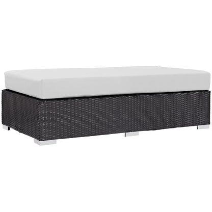 ottomans | CasaFoyer Convene Outdoor Sectional | Durable Rattan Ottoman | All-Weather Cushions | Versatile & Stylish | Espresso White | casafoyer.myshopify.com