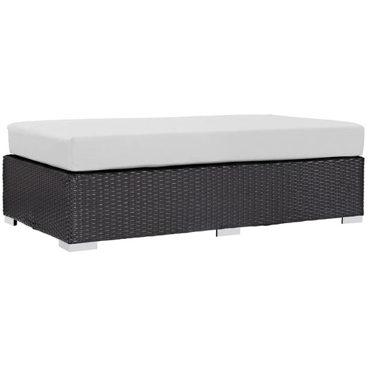 ottomans | CasaFoyer Convene Outdoor Sectional | Durable Rattan Ottoman | All-Weather Cushions | Versatile & Stylish | Espresso White | casafoyer.myshopify.com