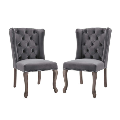 home office desk chairs | CasaFoyer Apprise Performance Velvet Dining Side Chair | French-Inspired Vintage Design | Deep-Button Tufting | Nailhead Trim | Weathered Wood Legs | Stain-Resistant | Wingback Style | Comfortable Seating | Set of 2 | casafoyer.myshopify.com