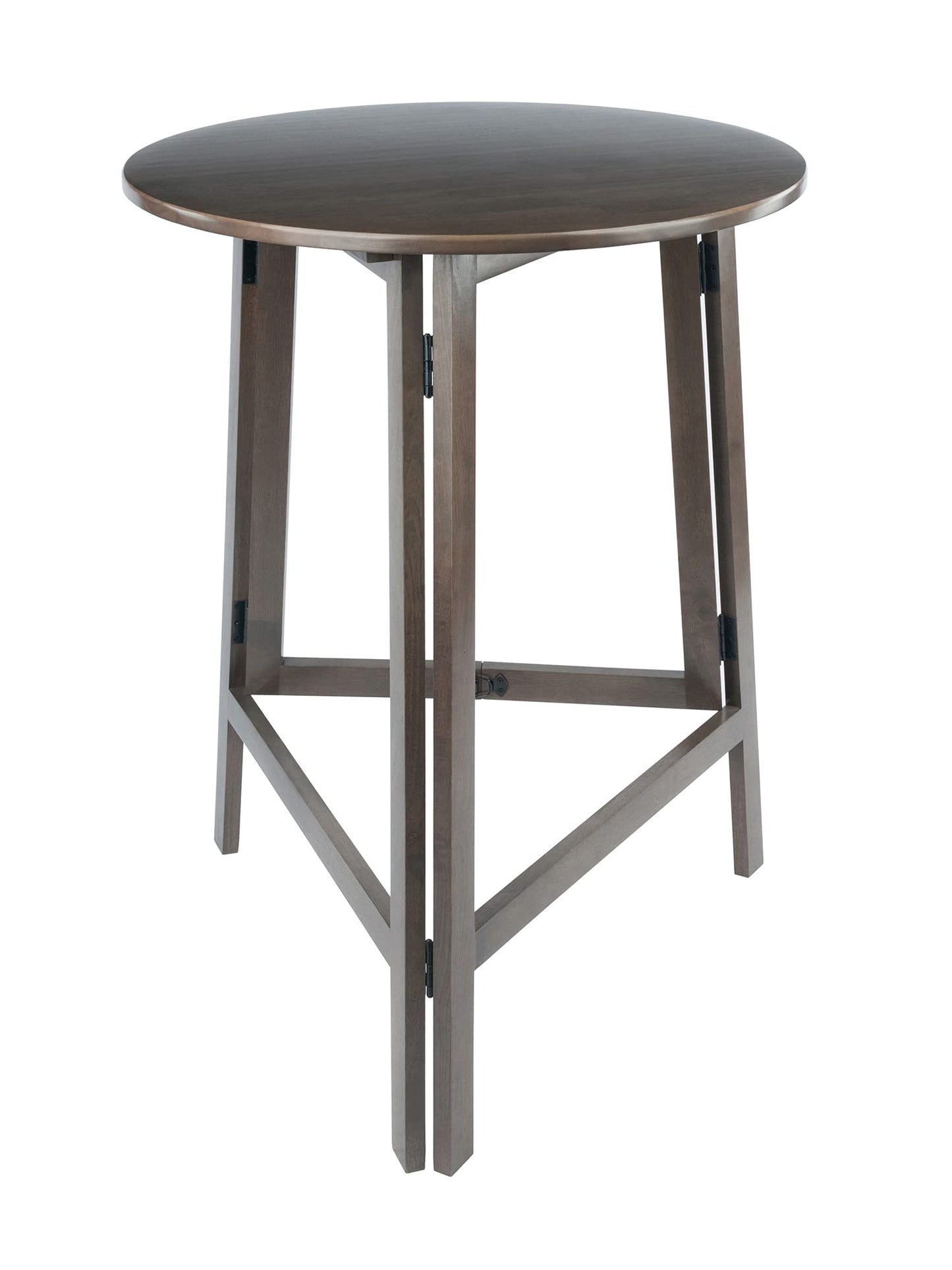 TABLE | CasaFoyer  Wood Torrence High Table | Folding Round Table | Oyster Gray Finish | 30 Diameter | Contemporary Design | Slim 3 Depth | Sturdy Solid Wood | Ideal for Small Spaces | casafoyer.myshopify.com