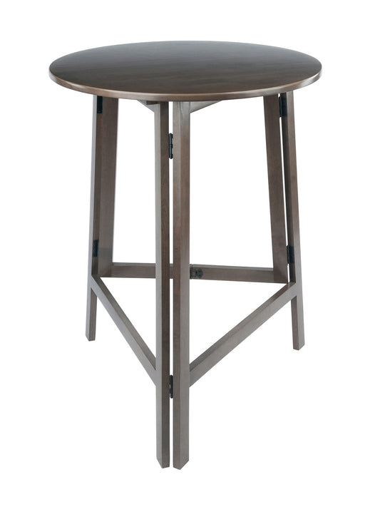 TABLE | CasaFoyer  Wood Torrence High Table | Folding Round Table | Oyster Gray Finish | 30 Diameter | Contemporary Design | Slim 3 Depth | Sturdy Solid Wood | Ideal for Small Spaces | casafoyer.myshopify.com