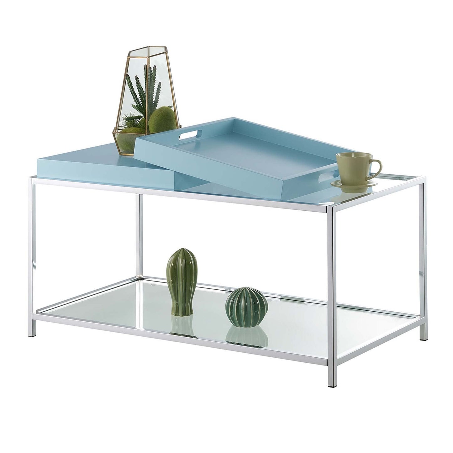TABLE | Palm Beach Coffee Table with Shelf | Removable Trays | Modern Design | Tempered Glass Shelves | Reversible Trays | Ergode | casafoyer.myshopify.com