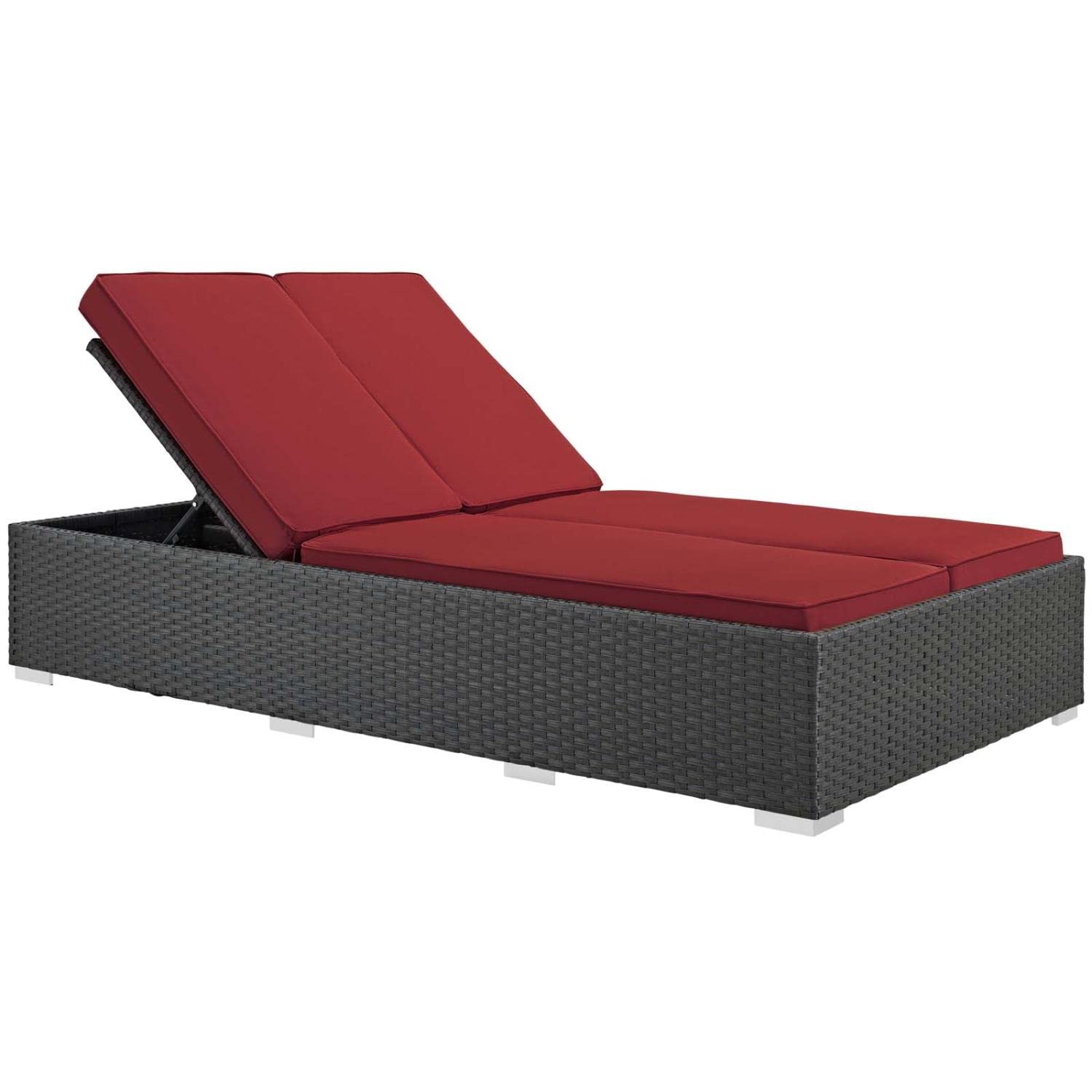 Patio Furniture Sets | Sojourn Outdoor Patio Double Chaise Lounge Chair | Sunbrella Fabric | Synthetic Rattan | UV Protection | Powder-Coated Aluminum Frame | casafoyer.myshopify.com