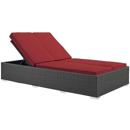Patio Furniture Sets | Sojourn Outdoor Patio Double Chaise Lounge Chair | Sunbrella Fabric | Synthetic Rattan | UV Protection | Powder-Coated Aluminum Frame | casafoyer.myshopify.com