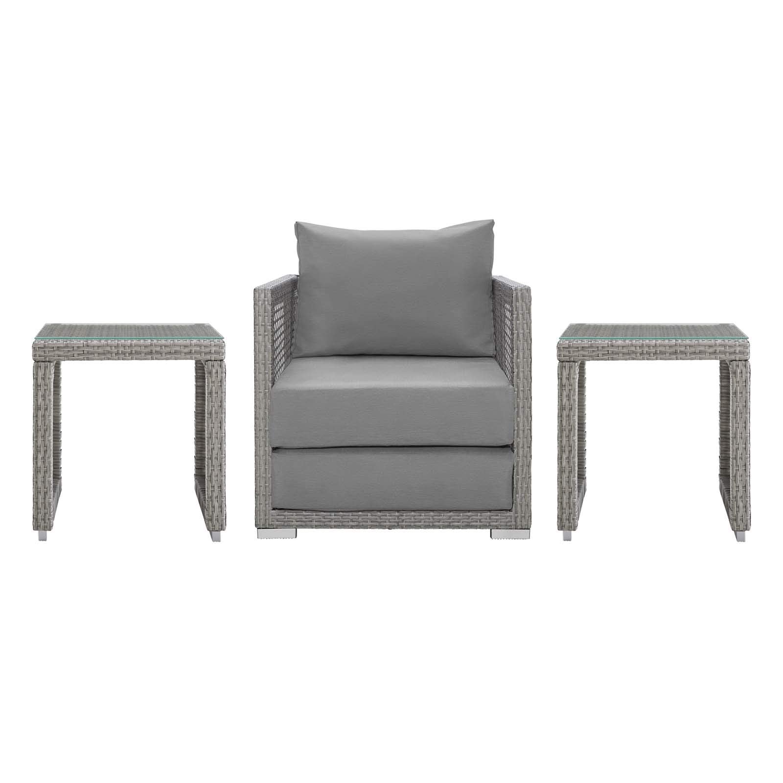 kitchen and dining room sets | CasaFoyer Aura Outdoor Patio Collection | Gray Gray Wicker Rattan Set | Armchair & Side Tables | All-Weather Fabric Cushions | Comfortable & Durable | Perfect for Patio, Backyard, Poolside | casafoyer.myshopify.com