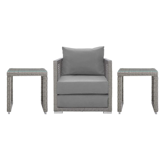 kitchen and dining room sets | CasaFoyer Aura Outdoor Patio Collection | Gray Gray Wicker Rattan Set | Armchair & Side Tables | All-Weather Fabric Cushions | Comfortable & Durable | Perfect for Patio, Backyard, Poolside | casafoyer.myshopify.com