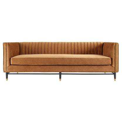 sofas | CasaFoyer Devote Channel Tufted Performance Velvet Sofa | Retro Twist | Stain-Resistant | Dense Foam Padding | Durable Construction | Black Rubberwood Legs with Gold Sleeves | Non-Marking Foot Caps | Assembly Required | 1322 lbs Weight Capacity | casafoyer.myshopify.com