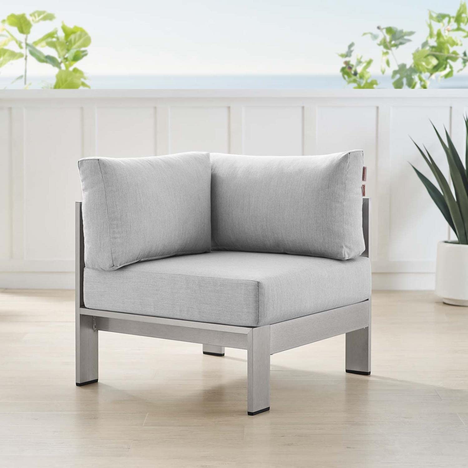 sofas | CasaFoyer Shore Outdoor Aluminum Corner Sofa | Weatherproof | Sunbrella Fabric | Sturdy Frame | Perfect for Outdoor Relaxation | Silver Gray | casafoyer.myshopify.com