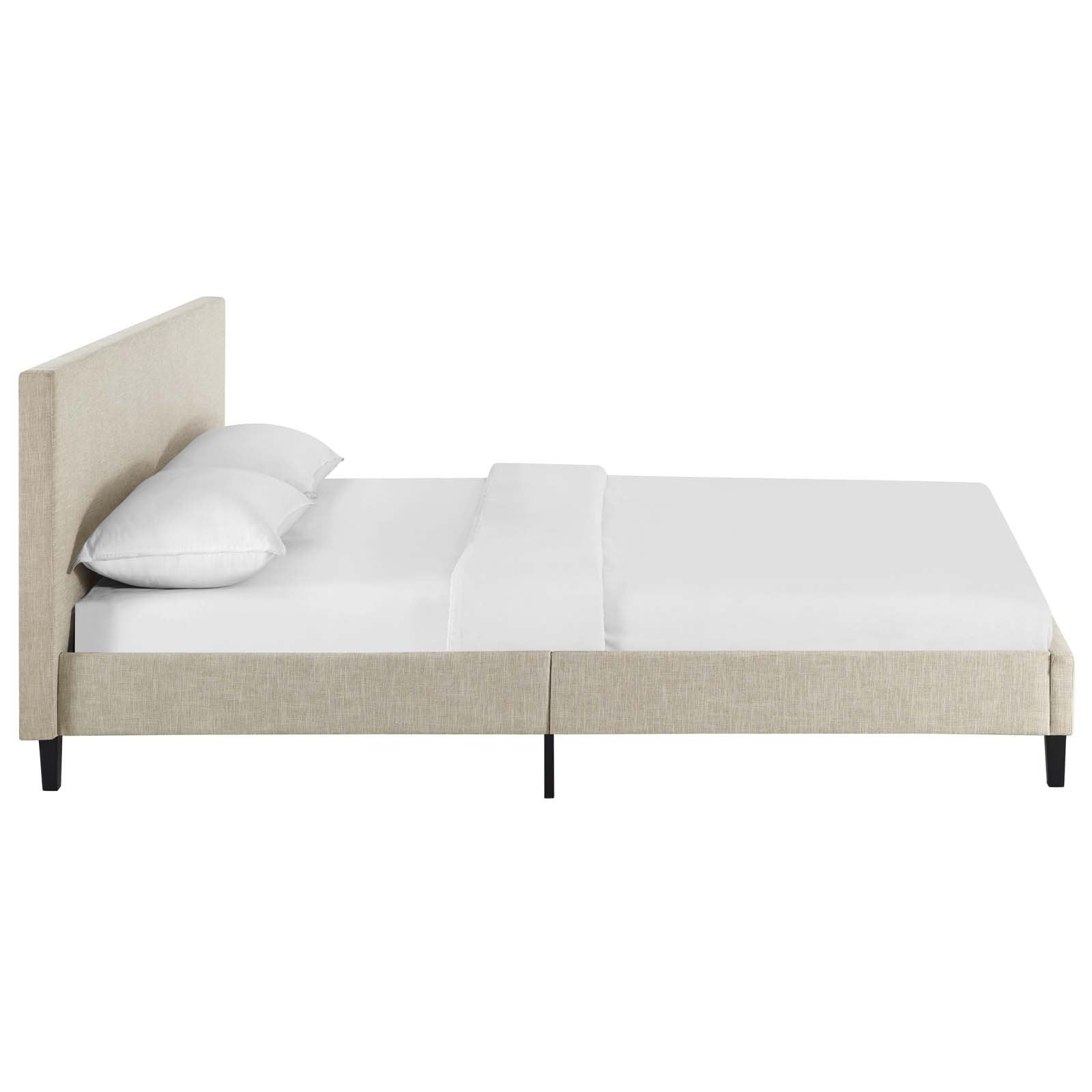 Bed | CasaFoyer Anya Platform Bed | Modern Elegance | Upholstered Polyester Fabric | Solid Wood Legs | Slatted Support System | Compatible with Various Mattress Types | 1300 lbs Weight Capacity | casafoyer.myshopify.com