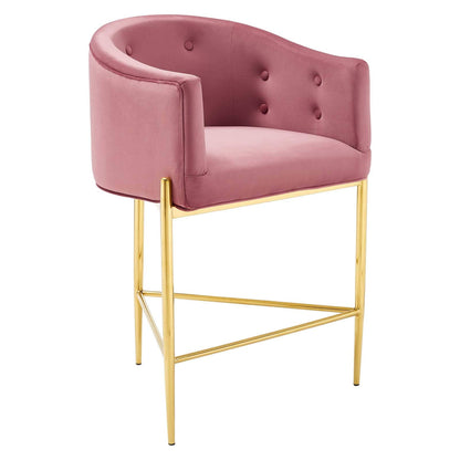 barstools | CasaFoyer Savour Tufted Performance Velvet Counter Stool | Luxury, Sophisticated | Stain-Resistant | Comfortable Seating | Chrome Gold Frame | 26H Seat Height | 300 lbs Capacity | casafoyer.myshopify.com