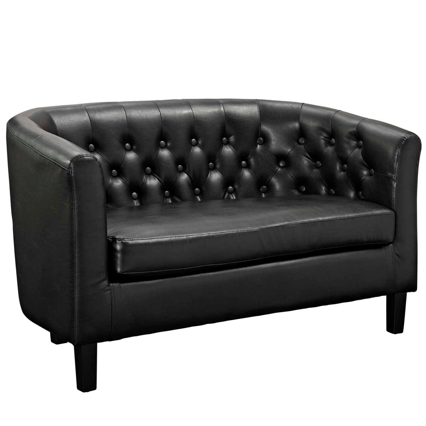 kitchen and dining room sets | CasaFoyer Prospect Collection | Elegant Chesterfield Loveseat & Armchair Set | Plush Comfort & Modern Design | Black Vinyl Upholstery | casafoyer.myshopify.com