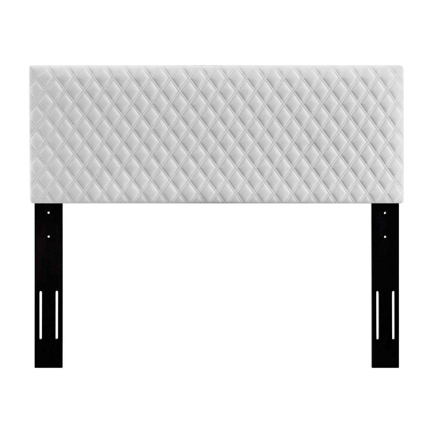 headboards | CasaFoyer Angela Tufted Diamond Lattice Performance Velvet Full/Queen Headboard | Adjustable Height | White | casafoyer.myshopify.com