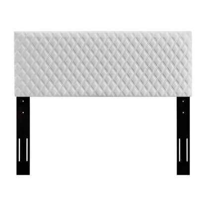 headboards | CasaFoyer Angela Tufted Diamond Lattice Performance Velvet Full/Queen Headboard | Adjustable Height | White | casafoyer.myshopify.com