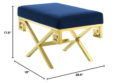 ottomans | CasaFoyer Rove Performance Velvet Accent Bench | Gold Stainless Steel Base | Greek Key Pattern | Plush Stain-Resistant Upholstery | 331lb Capacity | casafoyer.myshopify.com