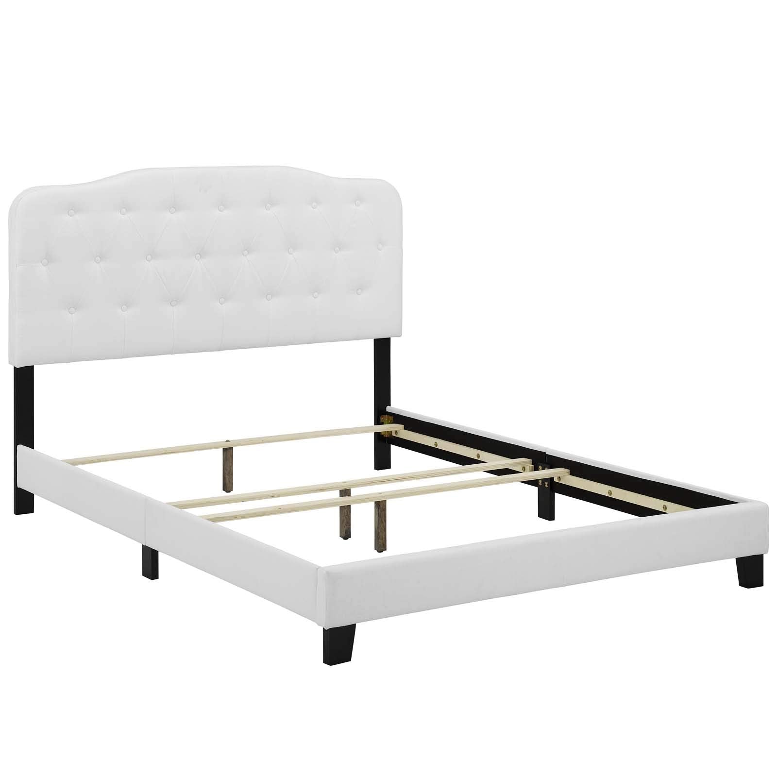 Bed | CasaFoyer Amelia Full Bed | Luxurious Upholstered Fabric | Button-Tufted Headboard | Solid Wood Construction | Non-Marking Wood Legs | Box Spring Required | 800 lbs Weight Capacity | White | casafoyer.myshopify.com