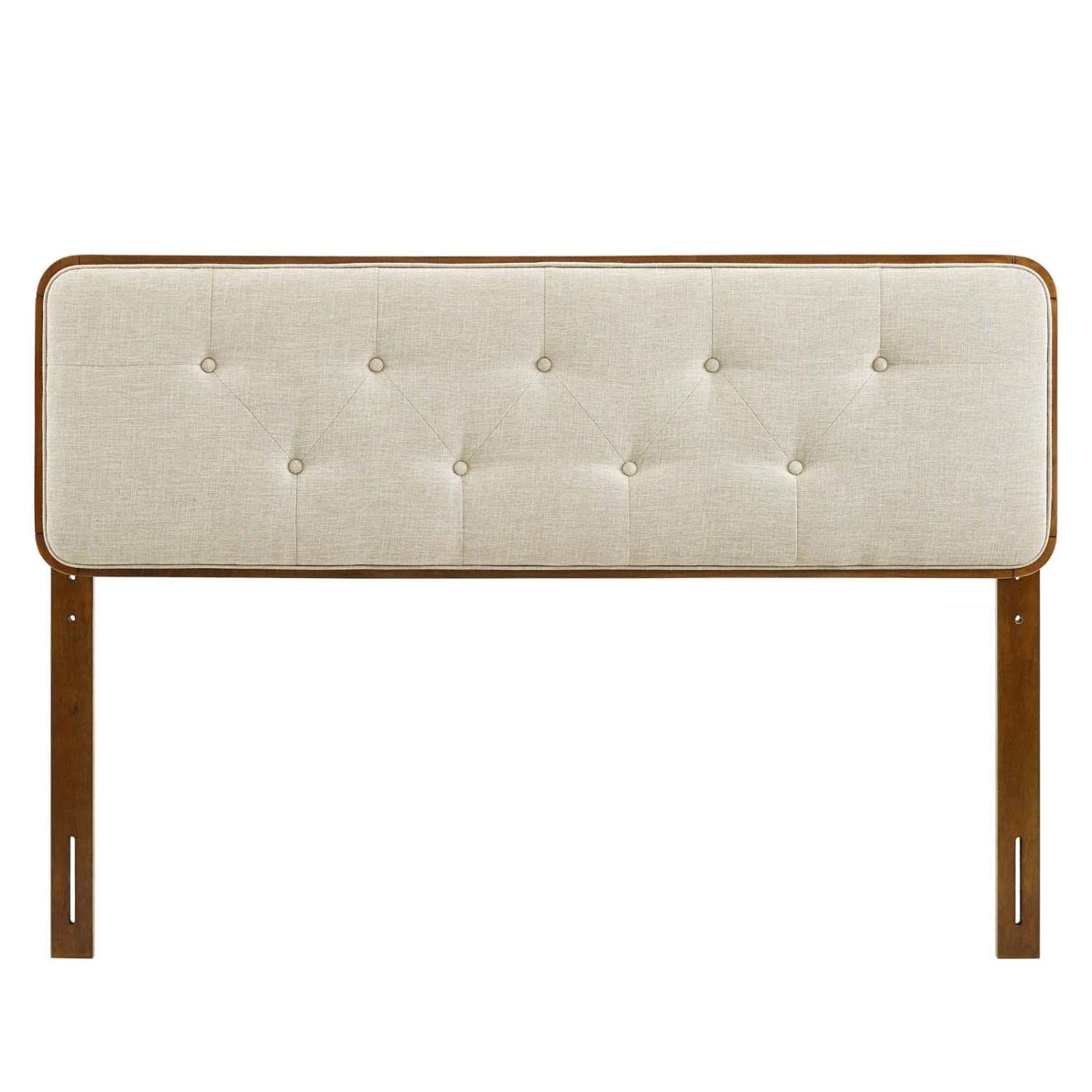Bed | CasaFoyer Collins Tufted Wood King Headboard | Modern Retro Style | Organic Aesthetics | Button Tufted | Wood Grain Frame | Interchangeable with Billie & Margo | Dense Foam Padding | Fabric Upholstery | Rubberwood & MDF Construction | casafoyer.myshopify.com