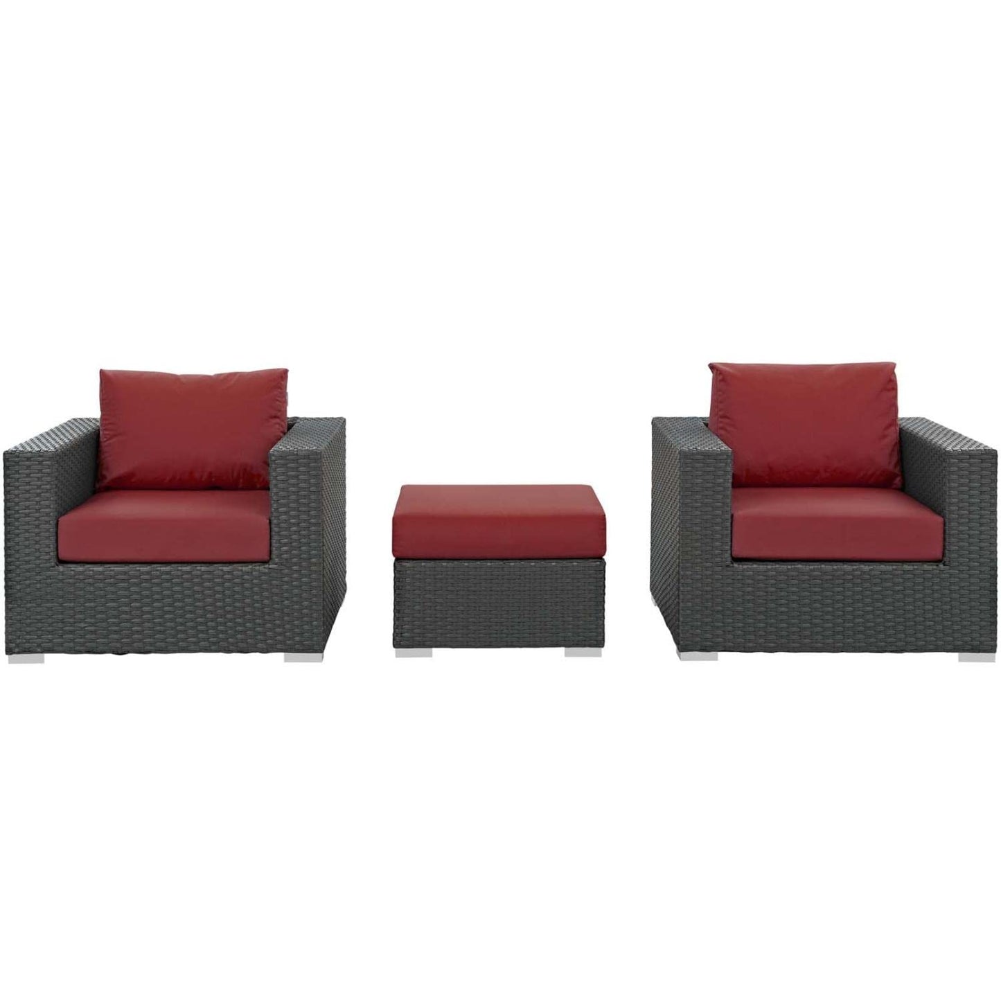 Patio Furniture Sets | Sojourn Outdoor Patio Furniture Set | Ottoman & Armchairs | Sunbrella Fabric | UV Protection | Powder-Coated Aluminum Frame | casafoyer.myshopify.com