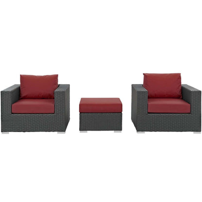 Patio Furniture Sets | Sojourn Outdoor Patio Furniture Set | Ottoman & Armchairs | Sunbrella Fabric | UV Protection | Powder-Coated Aluminum Frame | casafoyer.myshopify.com