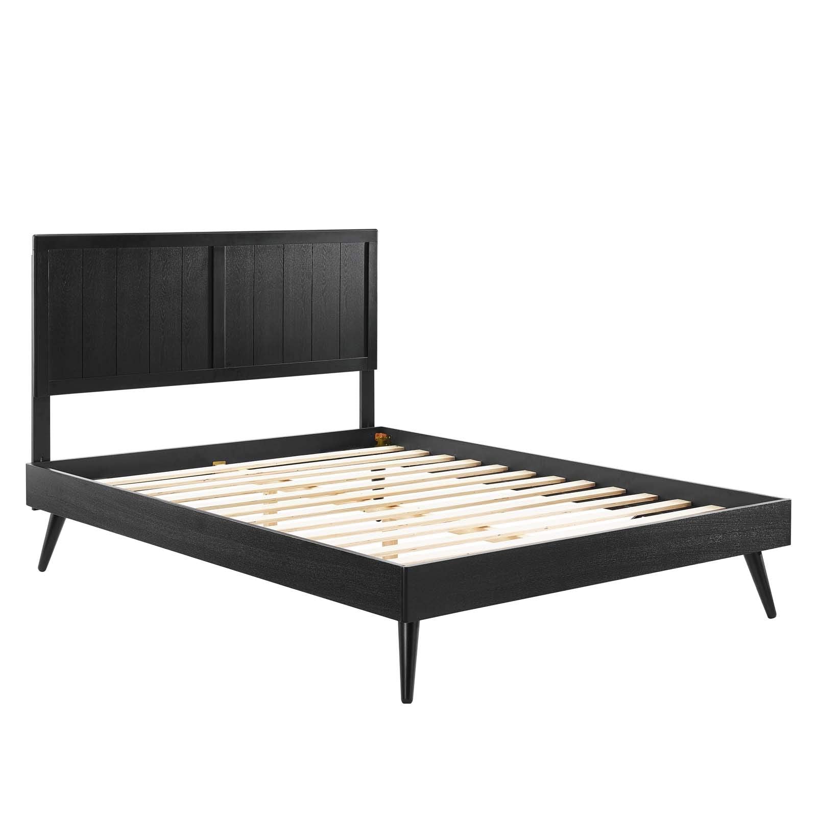 adjustable bed bases | CasaFoyer Alana Wood Full Platform Bed | Modern Elegance | Retro-Inspired Design | Durable Construction | No Box Spring Needed | Easy Assembly | Black | casafoyer.myshopify.com